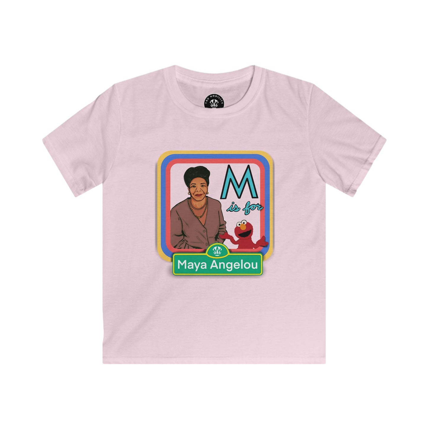 M Is for Maya - Vintage Sesame Street Style - Maya Angelou - Kids T‑Shirt