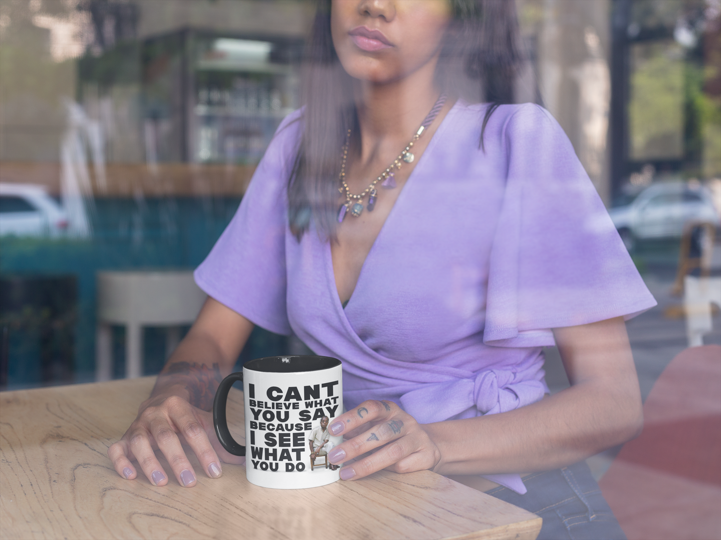James Baldwin Quote Mug “I Can’t Believe What You Say Because I See What You Do” Black History Coffee Mug