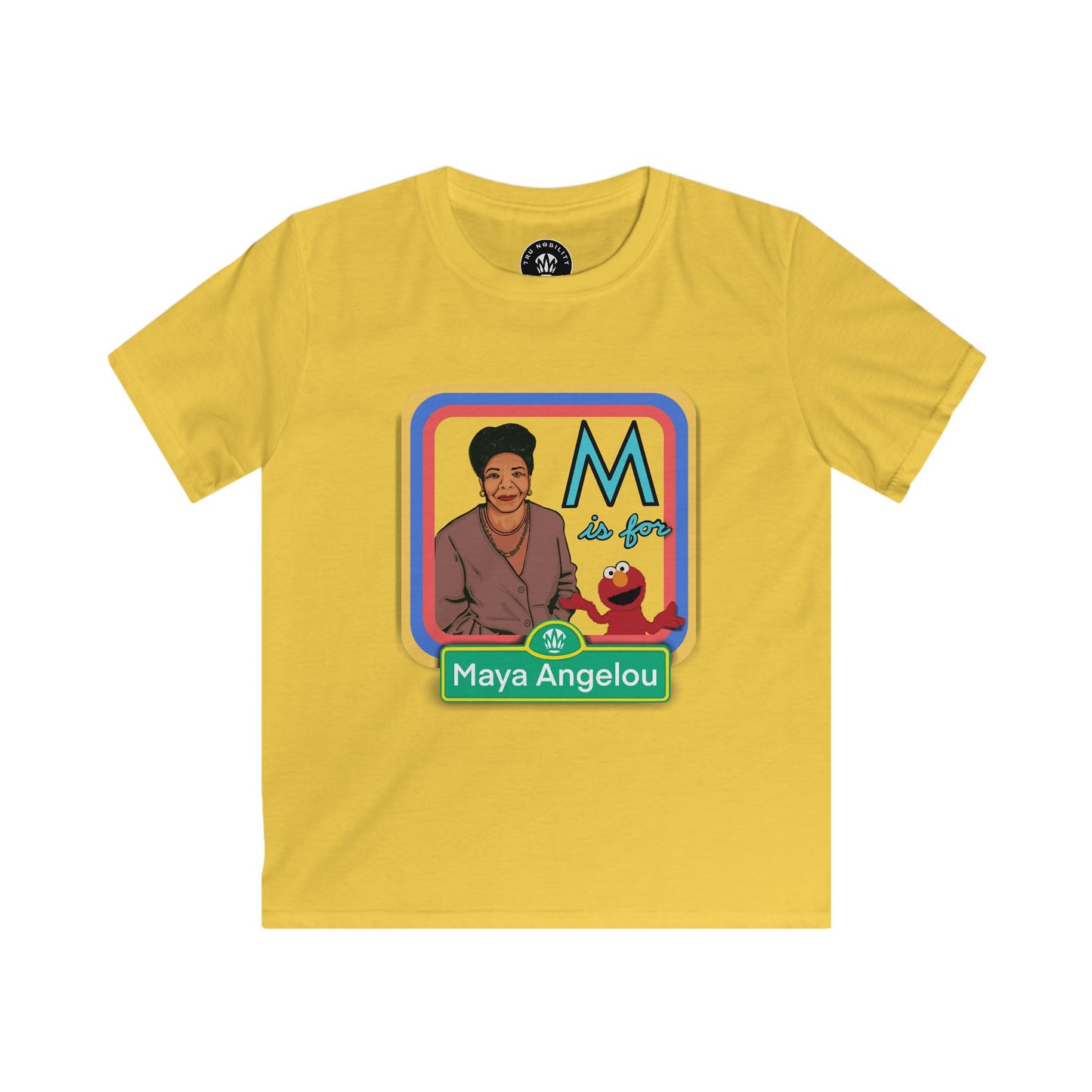 M Is for Maya - Vintage Sesame Street Style - Maya Angelou - Kids T‑Shirt