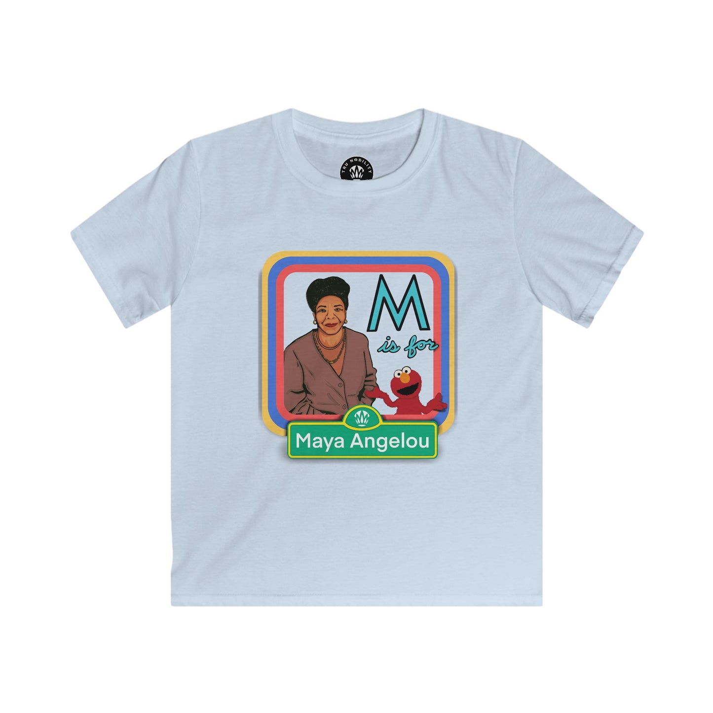 M Is for Maya - Vintage Sesame Street Style - Maya Angelou - Kids T‑Shirt