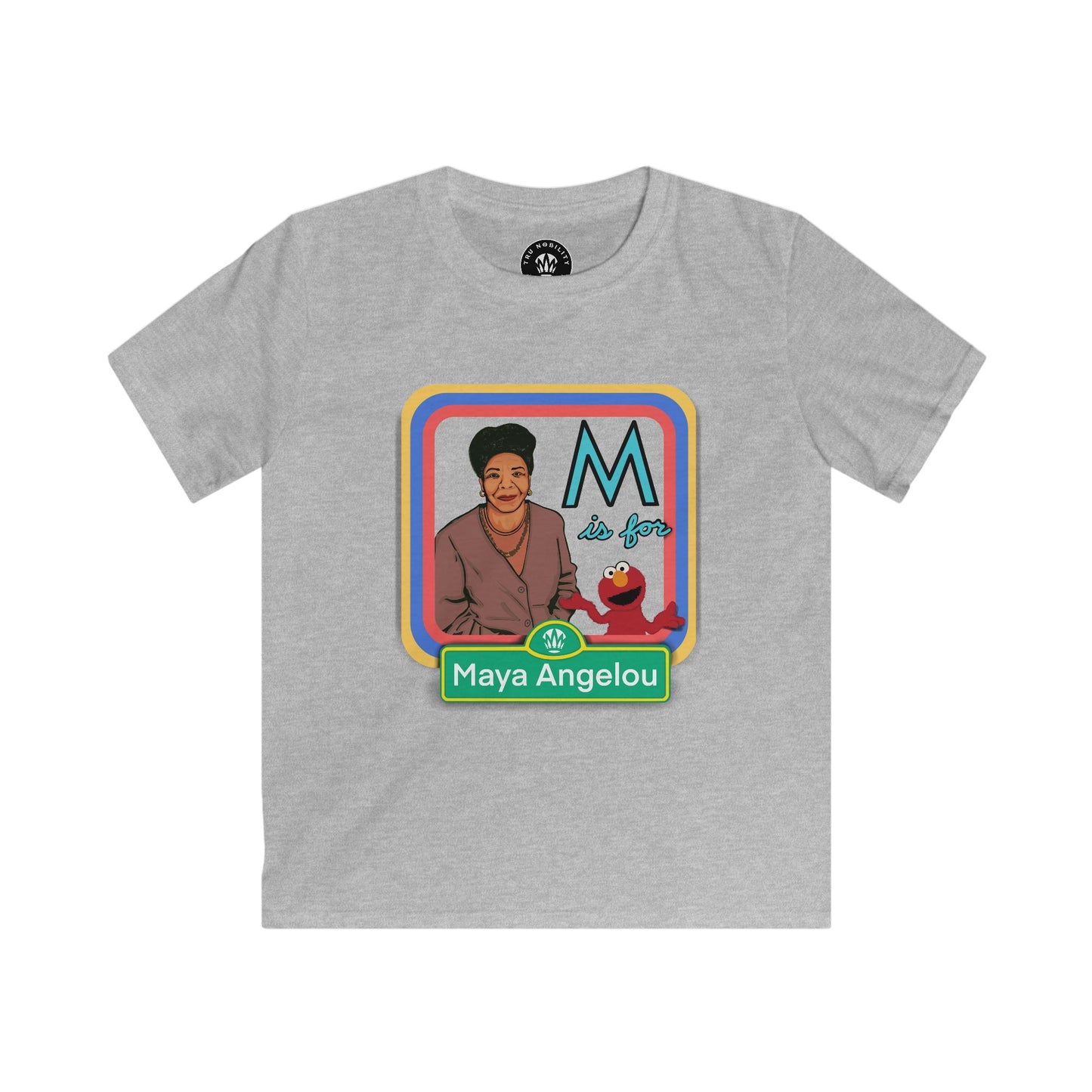 M Is for Maya - Vintage Sesame Street Style - Maya Angelou - Kids T‑Shirt