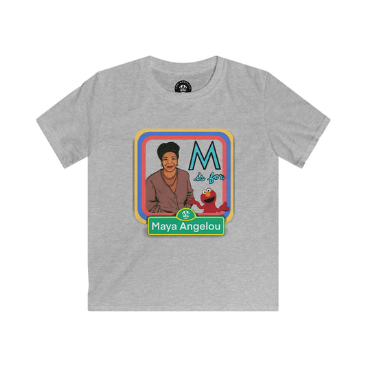 M Is for Maya - Vintage Sesame Street Style - Maya Angelou - Kids T‑Shirt